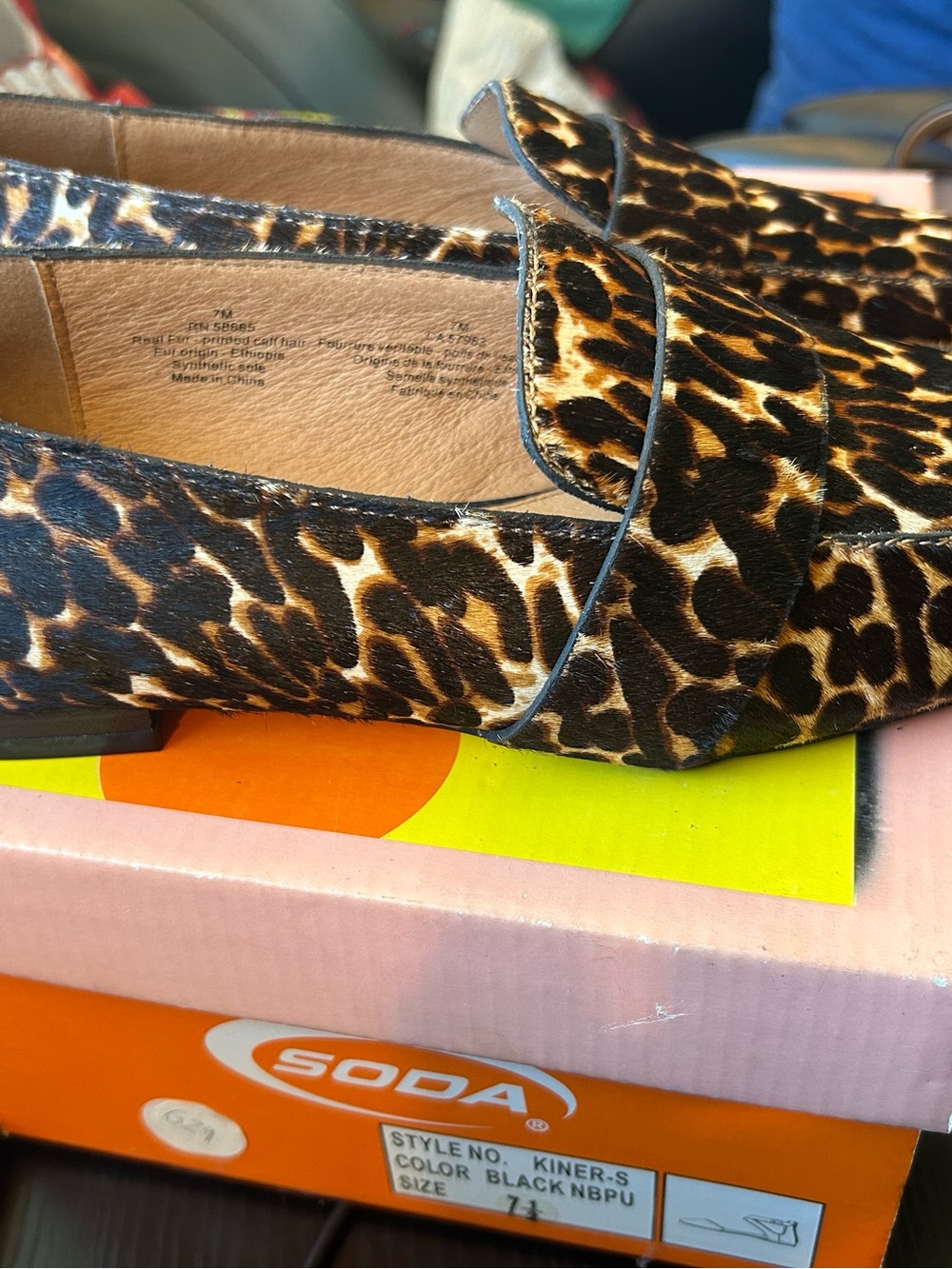Leopard-Print Slip-On Loafers in Black and Brown